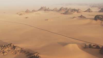 Route dans le désert du Sahara