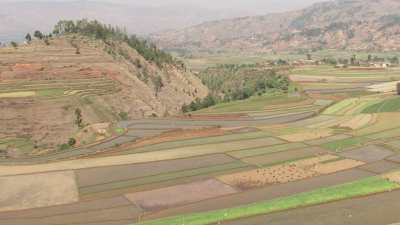 Paysages de champs cultivés, villages