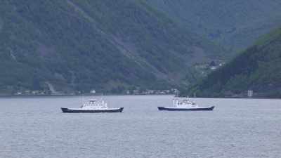 Fjord et bateau de croisière Hurtigruten