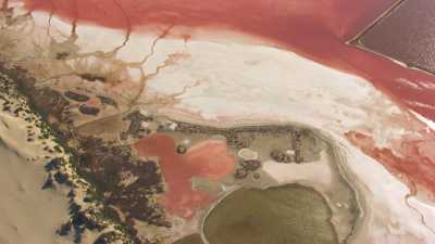 Gros plans de marais salants roses,Pink Lake