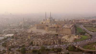 La Citadelle de Saladin dans la pollution du soir