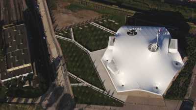 Centre Pompidou Metz, vue d'ensemble ville et toits