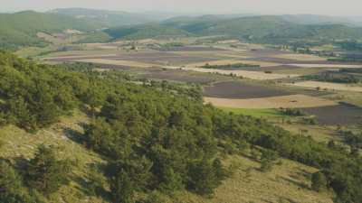 Paysages de Provence, montagnes et champs de lavande