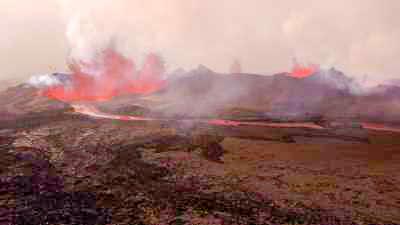 Eruptions sur le Holuhraun, en bordure du Vatnajokull