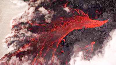 Eruptions sur le Holuhraun, épaisses colomnes de fumée