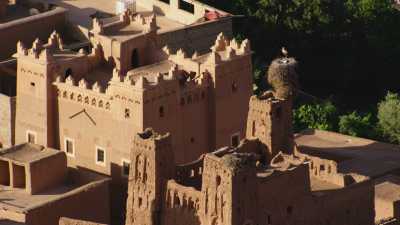 Cigognes sur les tours d'un Ksar