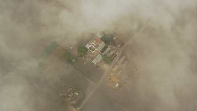 Champs, cultures, campagne près de El Jadida en plongée depuis les nuages