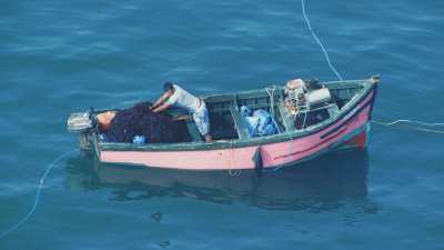 Petits bateaux de pêche à l'algue rouge