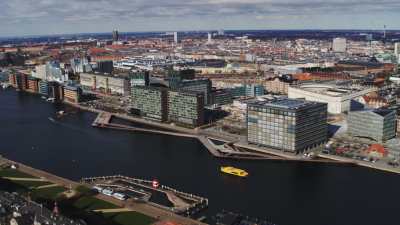 Copenhague, pont Langebro, canal et centre ville