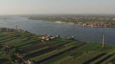 Région du Caire - Les champs au bord du  Nil au sud du Caire