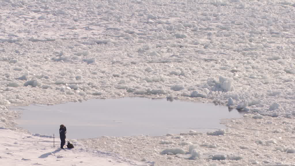 Brise-glace nucléaire sur le fleuve Ienissei près de Doudinka